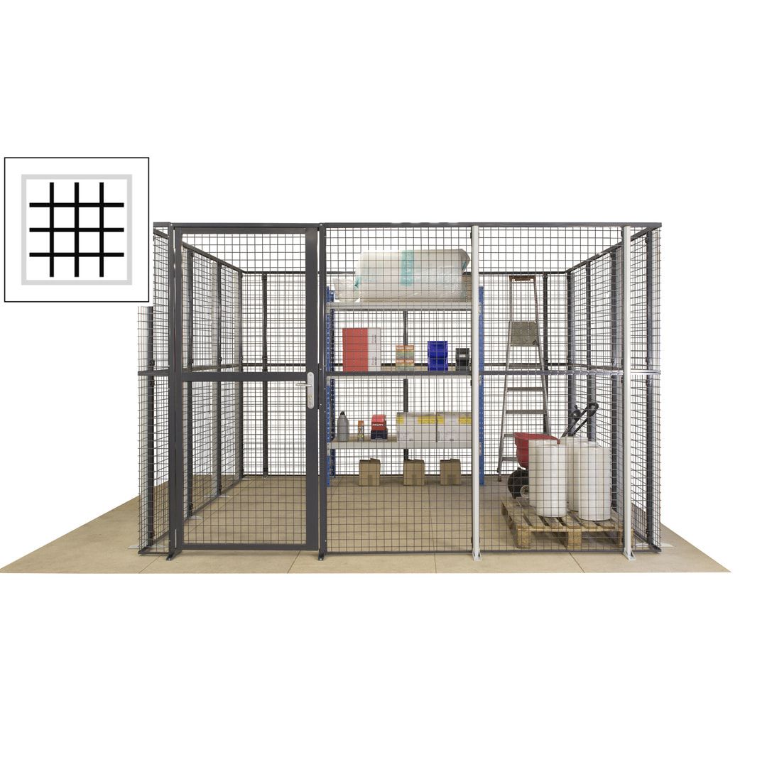 Maschinen Schutzgitter - Hallentrennwand - Sicherheitszaun - Tür - 108 m - 2.200 x 33.400 x 21.400 mm (HxBxT) - enzianblau