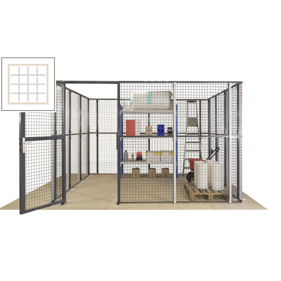 Maschinen Schutzgitter - Hallentrennwand - Sicherheitszaun - Tür - 72 m - 2.200 x 21.400 x 15.400 mm (HxBxT) - enzianblau
