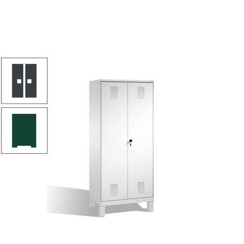 Doppel-Spind, Doppeltüren, Garderobenschrank mit Füßen, 2 Abteile a 400 mm, Korpus anthrazitgrau, Tür anthrazitgrau, 1.850 x 800 x 500 mm (HxBxT)