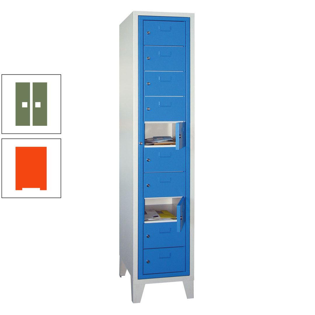 Schließfachschrank - Wäscheausgabeschrank - 10 Fächer a 315 mm - 1.850x400x500 mm (HxBxT) - Füße - Zylinderschloss - anthrazitgrau