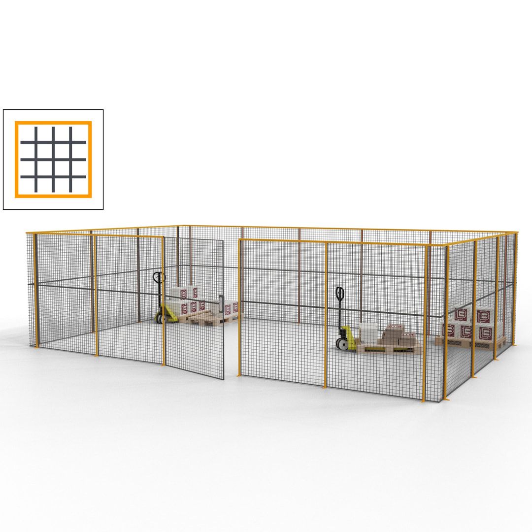 Maschinen Schutzgitter - Hallentrennwand - Sicherheitszaun - Tür - 22 m - 2.200 x 7.900 x 4.900 mm (HxBxT) - enzianblau