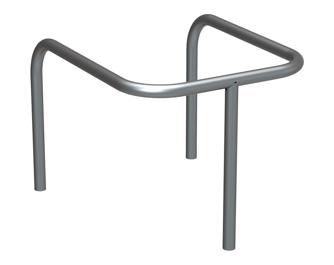 3-Punkt-Schutzbügel, Pfostenschutz, 800 x 565 x 675 mm (HxBxT), steckbar, Einbetonierung, Durchmesser 35 mm, Farbe enzianblau