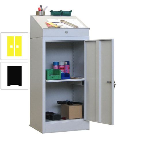 Stehpult mit Schrank - Vollblechtür - Zylinderschloss - 1 Ausziehboden - 1.270x500x500 mm (HxBxT) - anthrazitgrau
