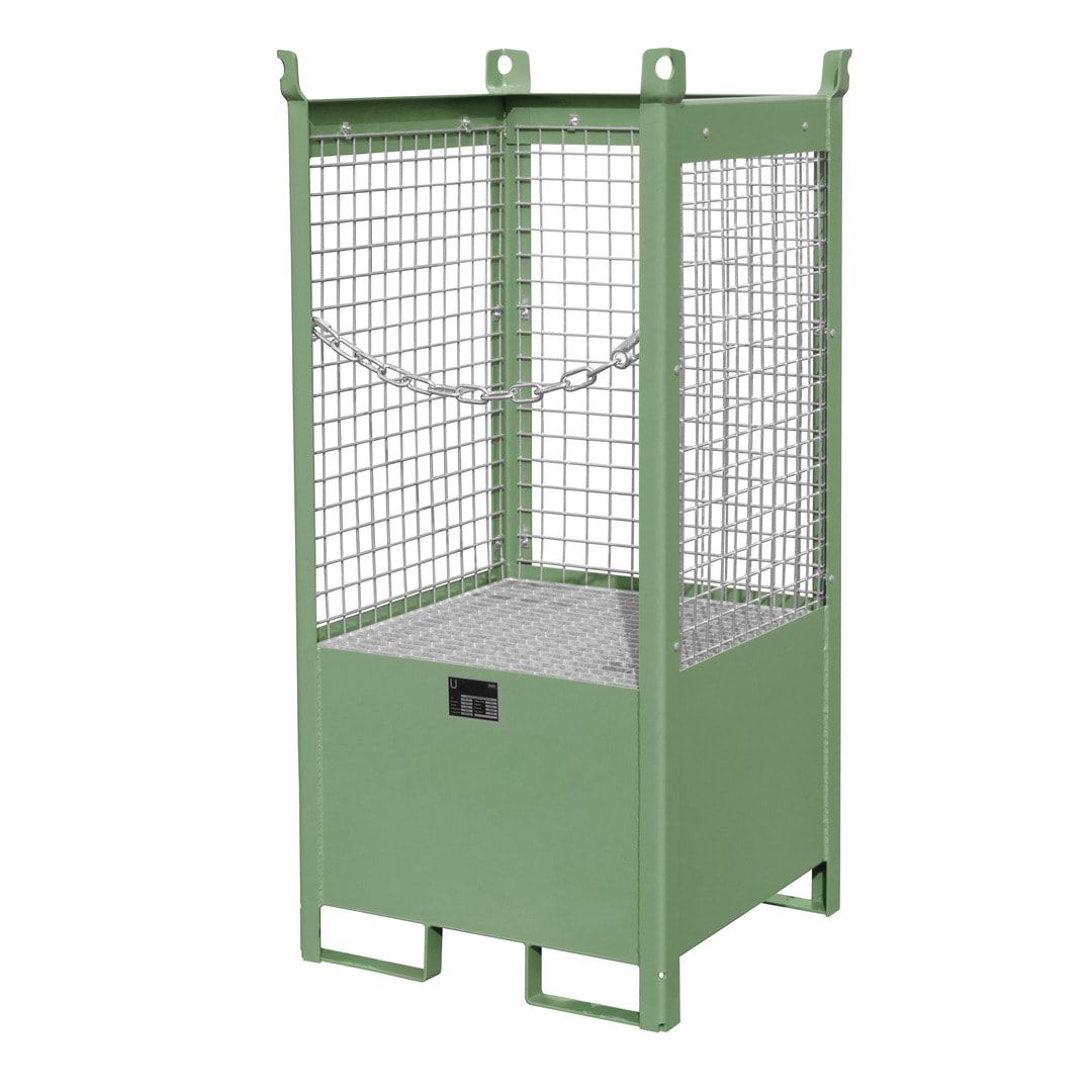 Fass-Stapelpalette - für 1 x 200-l-Fass - Volumen 210 l - 1.590 x 760 x 760 mm (HxBxT) - Drahtgitterwände - feuerrot