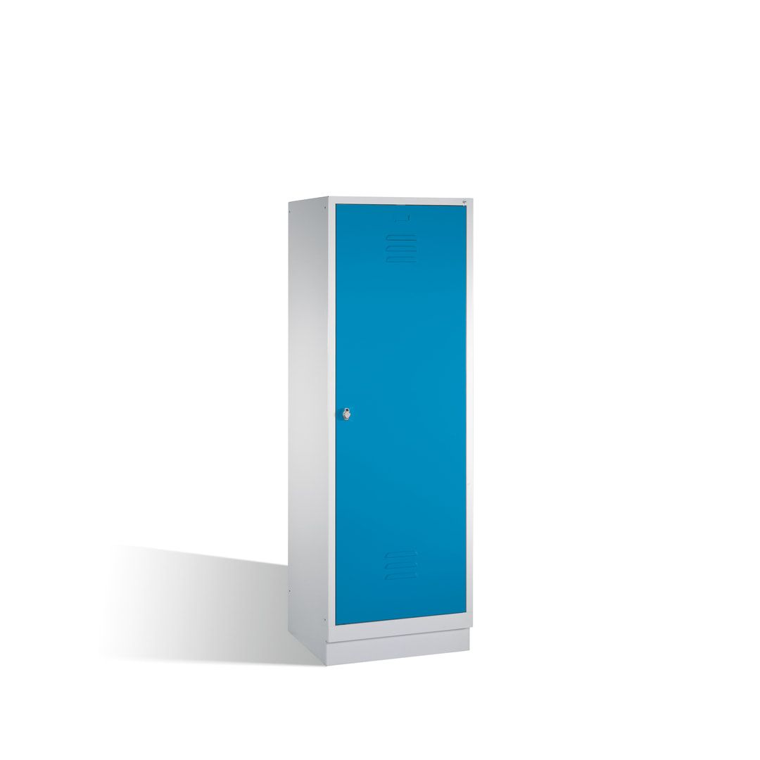 Doppel-Spind mit Großtür, Garderobenschrank mit Sockel, 2 Abteile a 300 mm, Korpus anthrazitgrau, Tür anthrazitgrau, 1.800 x 610 x 500 mm (HxBxT)