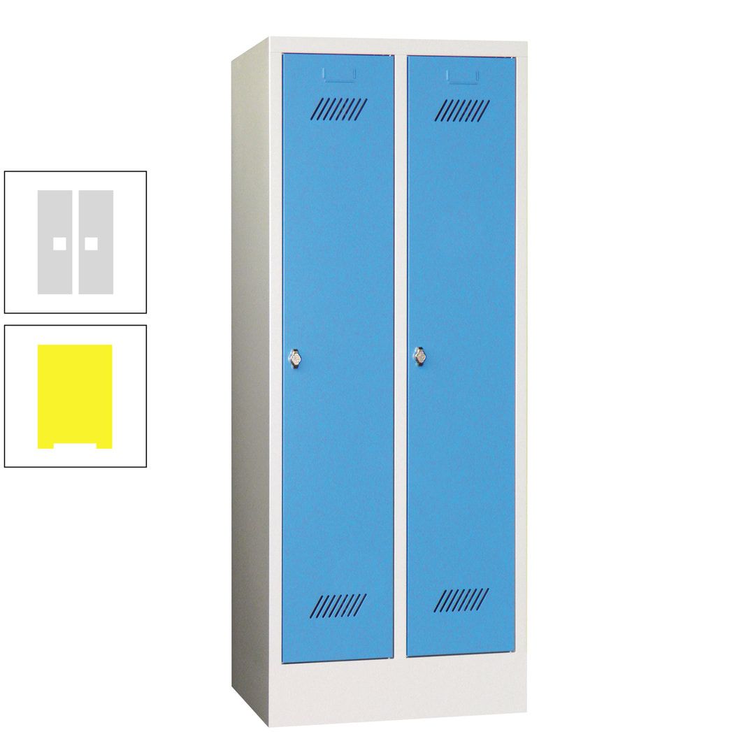 Spindschrank f. Schulen - mit Sockel - Höhe 1.600 mm - 2 Abteile a 300 mm - Drehriegel - anthrazitgrau