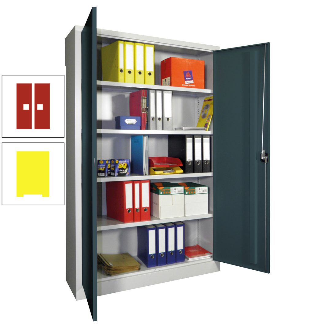 Aktenschrank - Vollblechtüren - 1.950x1.200x400 mm (HxBxT) - 4 Einlegeböden verzinkt - Zylinderschloss - anthrazitgrau