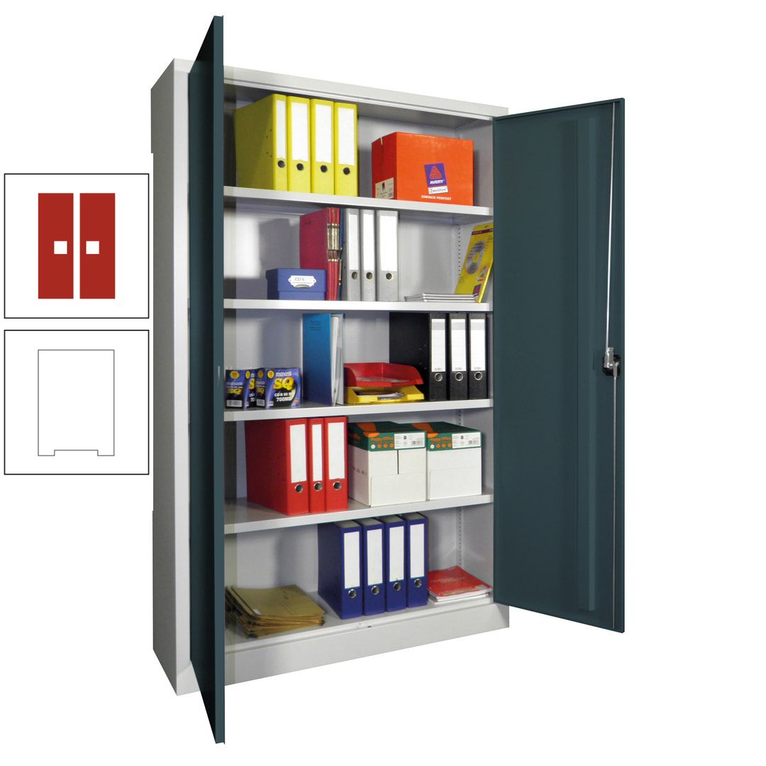 Aktenschrank - Vollblechtüren - 1.950x1.200x400 mm (HxBxT) - 4 Einlegeböden verzinkt - Zylinderschloss - anthrazitgrau