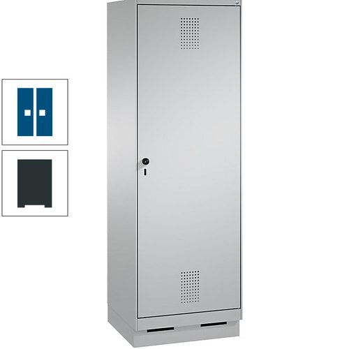 Doppel-Spind, Garderobenschrank, 1 Tür für 2 Abteile a 300 mm, Korpus anthrazitgrau, Türen anthrazitgrau, 1.800 x 600 x 500 mm (HxBxT)