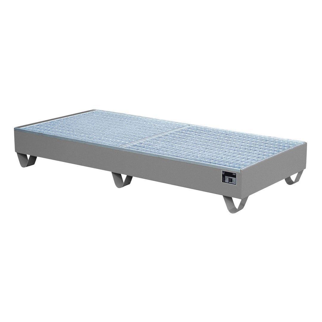 Auffangwanne - 1.800 x 800 mm (BxT) - 202 l - Füße - Gitterrost - feuerrot
