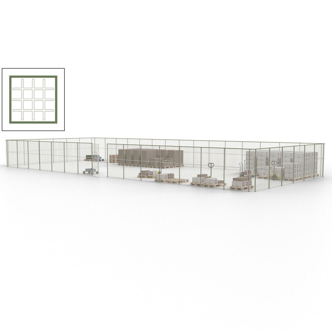 Maschinen Schutzgitter - Hallentrennwand - Sicherheitszaun - Tür - 63 m - 2.200 x 22.900 x 9.400 mm (HxBxT) - enzianblau
