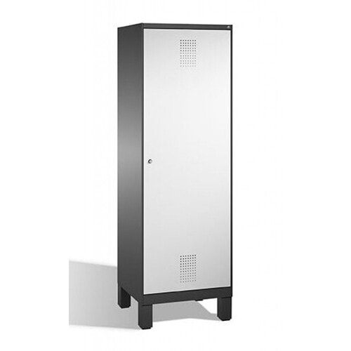 Doppel-Spind, Garderobenschrank, 1 Tür für 2 Abteile a 300 mm, Korpus anthrazitgrau, Türen anthrazitgrau, 1.850 x 600 x 500 mm (HxBxT)