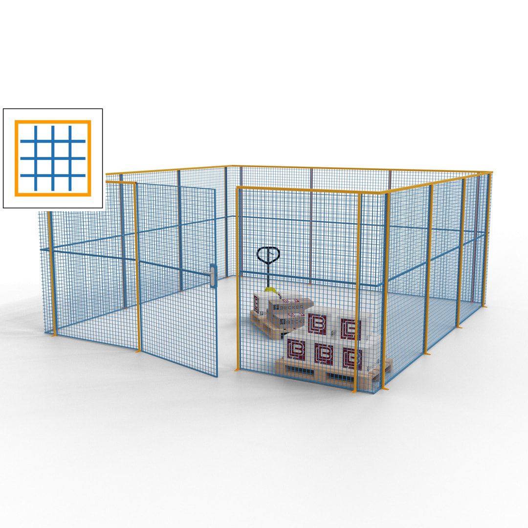 Maschinen Schutzgitter - Hallentrennwand - Sicherheitszaun - Tür - 18 m - 2.200 x 4.900 x 4.900 mm (HxBxT) - enzianblau