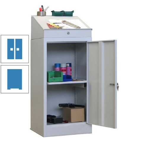 Stehpult mit Schrank - Vollblechtür - Zylinderschloss - 1 Ausziehboden - 1.270x500x500 mm (HxBxT) - anthrazitgrau
