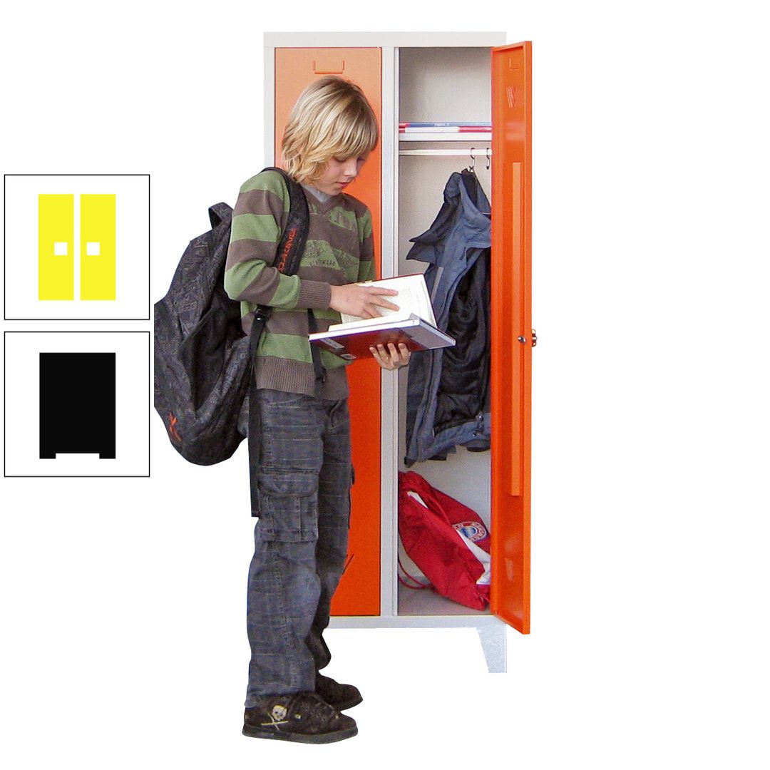 Spindschrank f. Schulen - mit Füßen - Höhe 1.600 mm - 3 Abteile a 300 mm - Drehriegel - anthrazitgrau