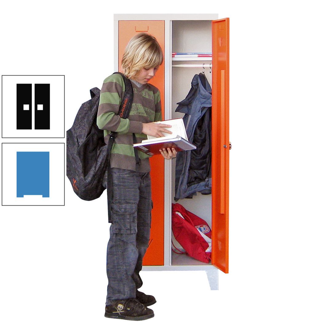 Spindschrank f. Schulen - mit Füßen - Höhe 1.600 mm - 3 Abteile a 300 mm - Drehriegel - anthrazitgrau