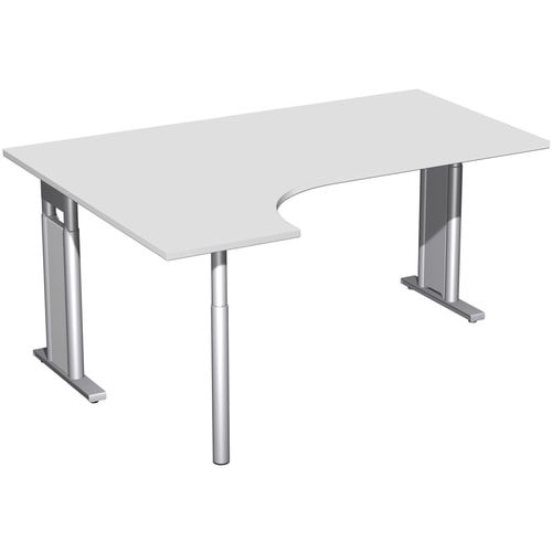 Eckschreibtisch, Ecke links, Füße einseitig verkürzt, C-Fuß Pro, höhenverstellbar, 680-820 x 1.600 x 1.200 mm (HxBxT), Dekor Ahorn