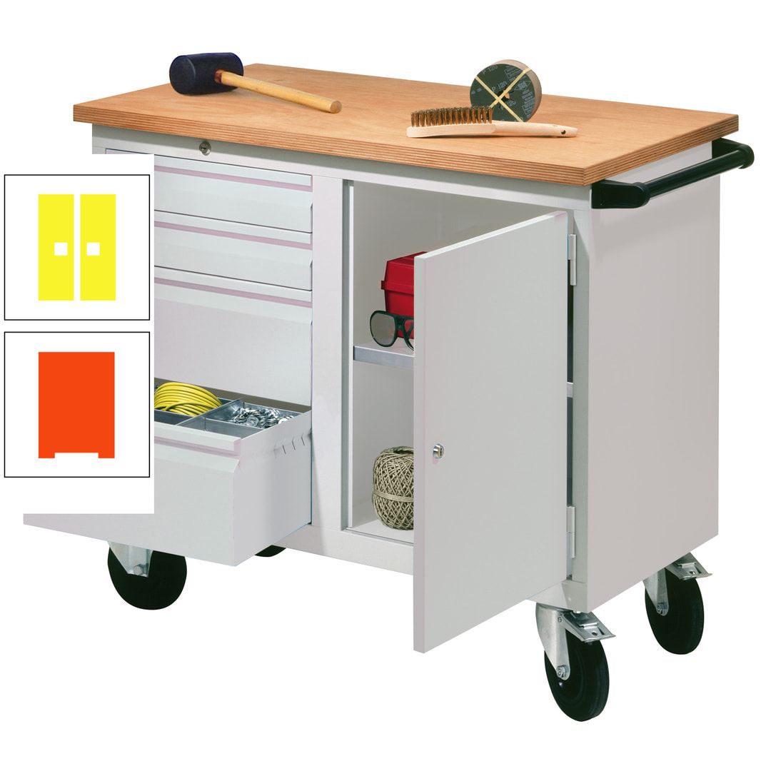 Mobile Werkbank - Werkstattwagen - 915 x 1.090 x 600 mm - 4 Schubladen und Schrankfach - anthrazitgrau