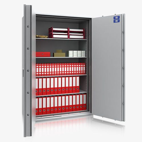 Dokumententresor, Geldschrank, Safe, VdS Klasse 2, 60 Minuten feuerfest, Türen 2-flügelig, 1.905 x 1.288 x 580 mm (HxBxT), Farbe lichtgrau