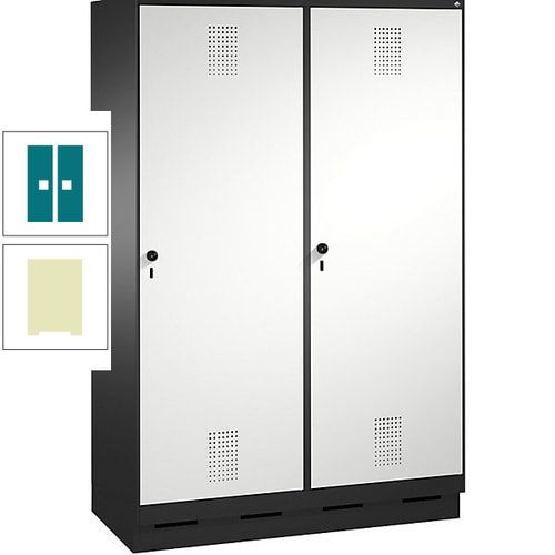 Doppel-Spind, Garderobenschrank, 2 Türen für 4 Abteile a 300 mm, Korpus anthrazitgrau, Türen anthrazitgrau, 1.800 x 1.200 x 500 mm (HxBxT)