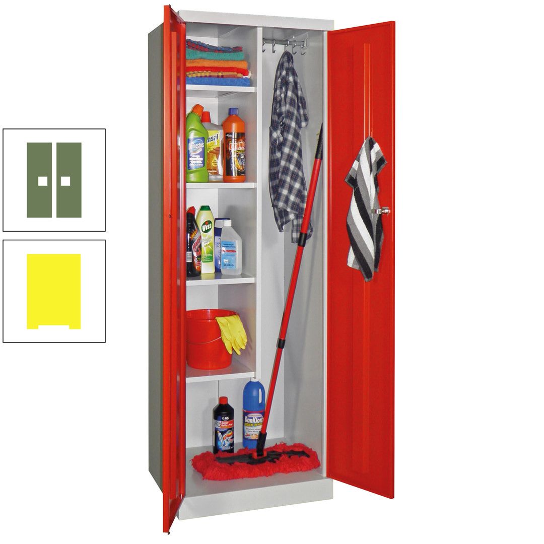 Putzschrank mit Sockel - 1 Abteil mit Trennwand - 1.800x600x500 mm (HxBxT) - Zylinderschloss - anthrazitgrau
