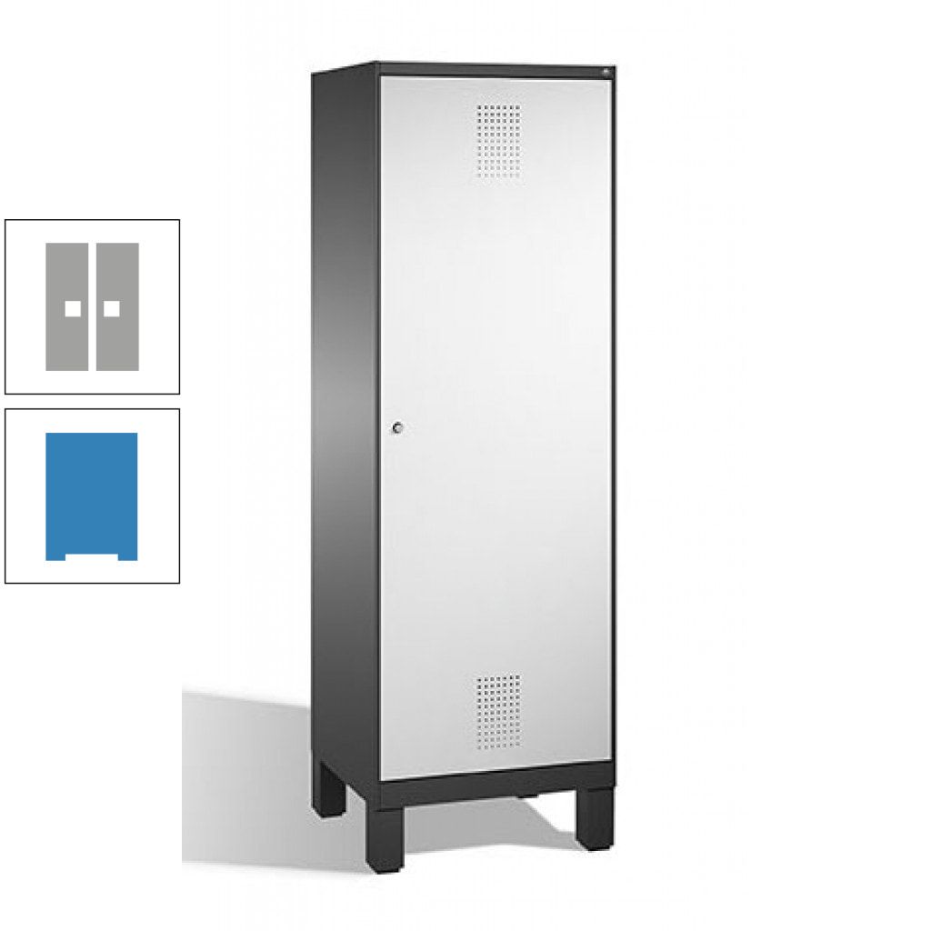Doppel-Spind, Garderobenschrank, 1 Tür für 2 Abteile a 300 mm, Korpus anthrazitgrau, Türen anthrazitgrau, 1.850 x 600 x 500 mm (HxBxT)