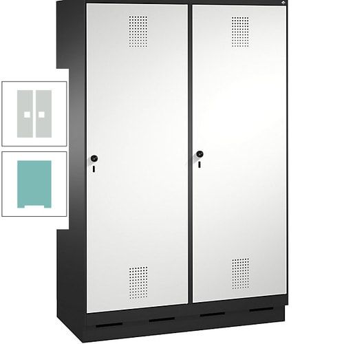 Doppel-Spind, Garderobenschrank, 2 Türen für 4 Abteile a 300 mm, Korpus anthrazitgrau, Türen anthrazitgrau, 1.800 x 1.200 x 500 mm (HxBxT)