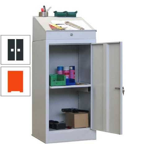 Stehpult mit Schrank - Vollblechtür - Zylinderschloss - 1 Ausziehboden - 1.270x500x500 mm (HxBxT) - anthrazitgrau