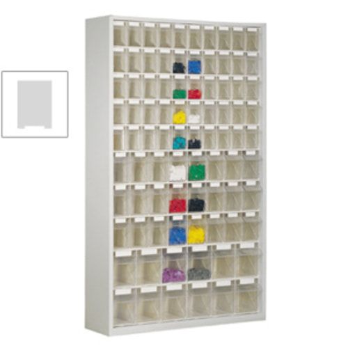 Magazinschrank mit Sichtlagerkästen - 2.000x1.270x250 mm - 154 Kästen - enzianblau