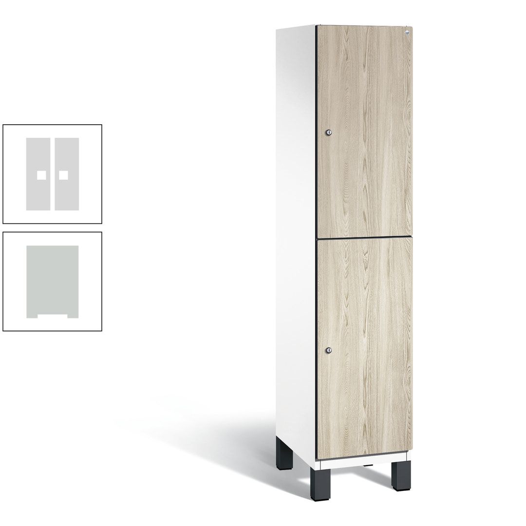 Fächerschrank, Garderobenschrank, mit Füßen, 1 Abteile, 1.980 x 400 x 525 mm (HxBxT), Korpus anthrazitgrau, Tür Donau-Ahorn