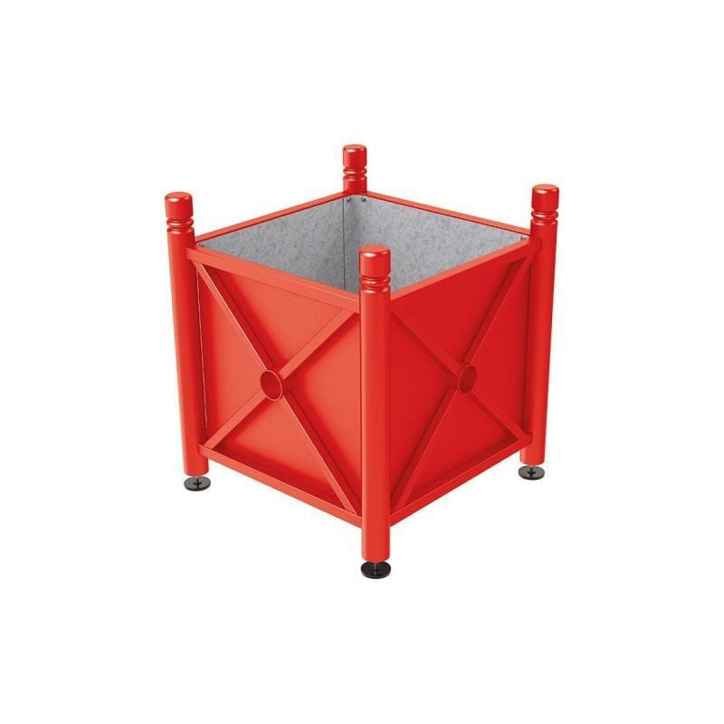 Pflanzbehälter, Stahlblech feuerverzinkt, verstellbare Füße, Innenfach feuerverzinkt, Kopf Agora, 750 x 800 x 800 mm (HxBxT), enzianblau