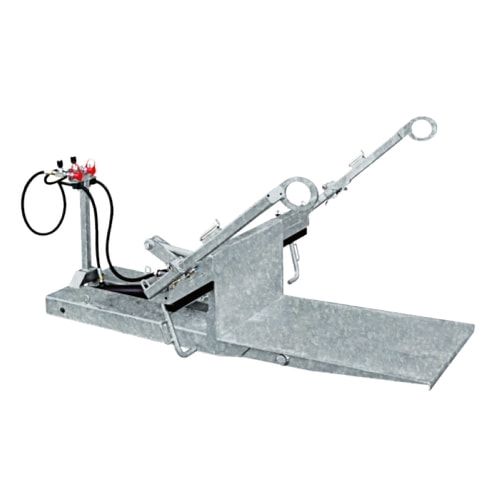 Mülltonnenkipper für Müllgroßbehälter, Gabelstapler geeignet, hydraulisch, Deckelsicherung, Kettensicherung, Traglast 600 kg, Farbe anthrazitgrau