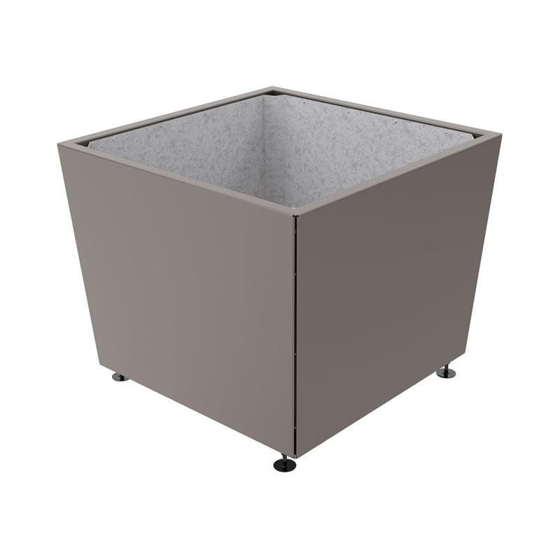 Pflanzkübel, 2 mm Stahlblech fvz, innen Blech feuerverzinkt mit Verladungsgriffen, verstellbare Füße, 760 x 785 x 785 mm (HxBxT), enzianblau