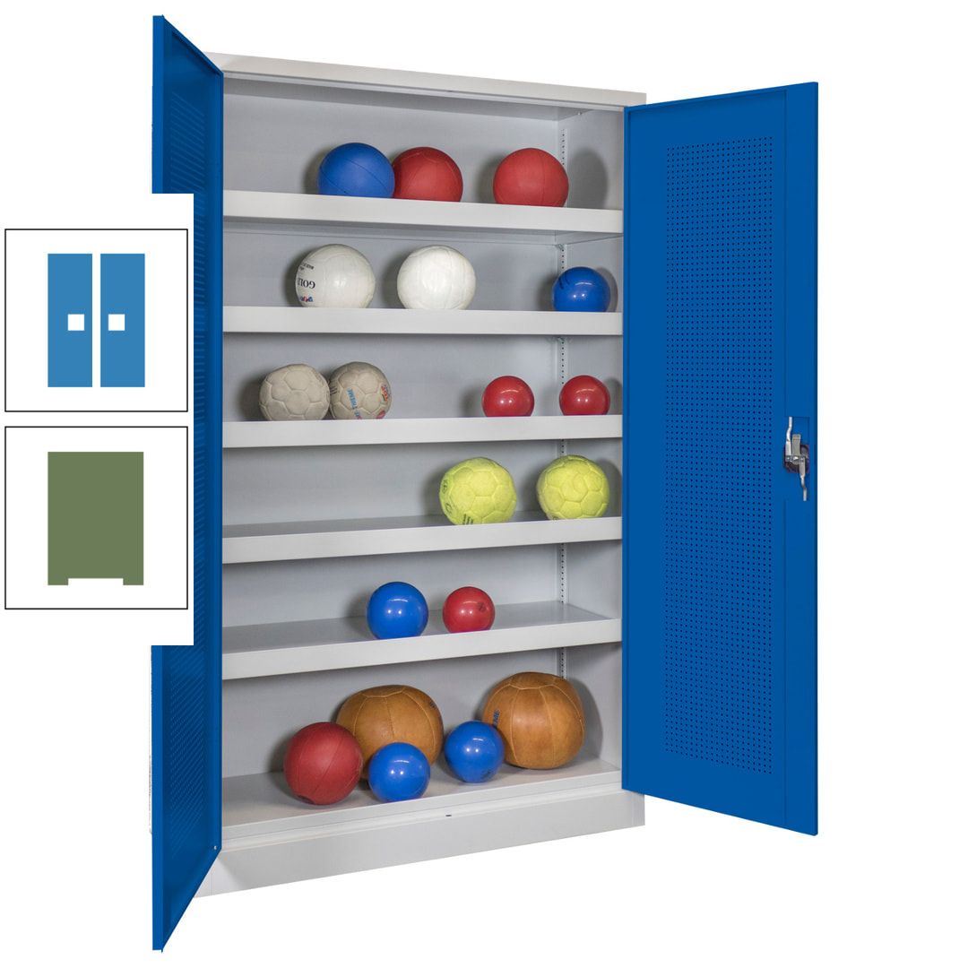Ballschrank - Lochfeldtüren - 5 Böden - 1.950x1.200x500 mm (HxBxT) - anthrazitgrau