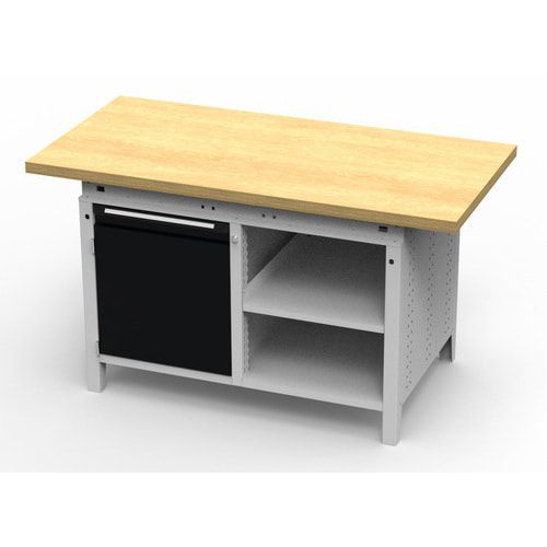 OTTOKIND Werkbank - bündige Arbeitsplatte - 850 x 1.150 x 750 mm (HxBxT) - Schrank - 2 Ablageböden - lichtgrau