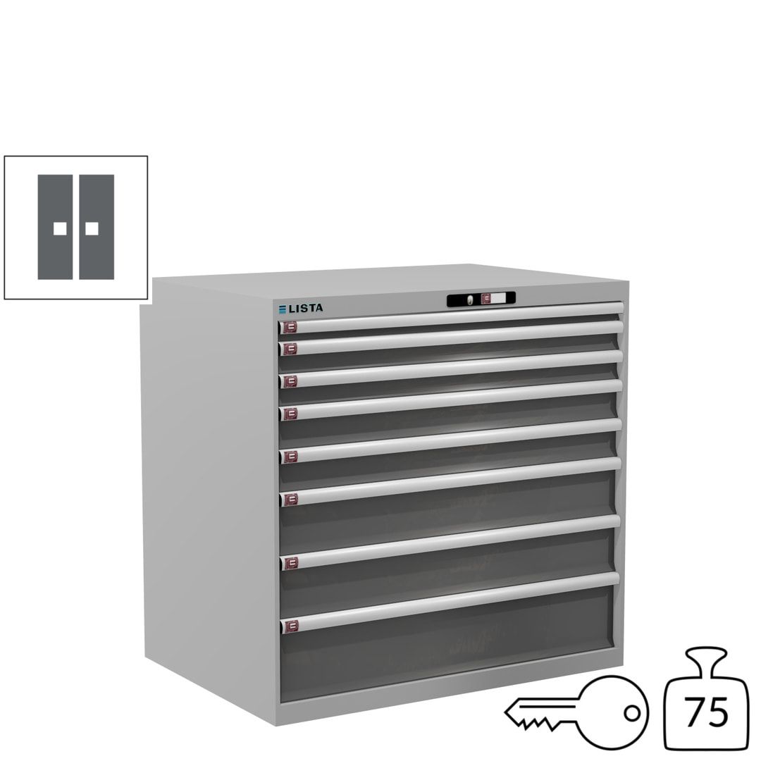 Lista Schubladenschrank - 12.541.010 - 1.000x1.023x725 mm (HxBxT) - 8 Schubladen - 200 kg - Key Lock - lichtblau (RAL 5012)