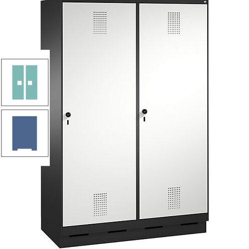 Doppel-Spind, Garderobenschrank, 2 Türen für 4 Abteile a 300 mm, Korpus anthrazitgrau, Türen anthrazitgrau, 1.800 x 1.200 x 500 mm (HxBxT)