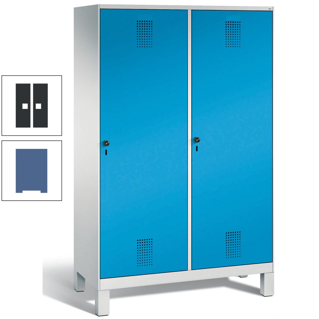 Doppel-Spind, Garderobenschrank, 2 Türen für 4 Abteile a 300 mm, Korpus anthrazitgrau, Türen anthrazitgrau, 1.850 x 1.200 x 500 mm (HxBxT)
