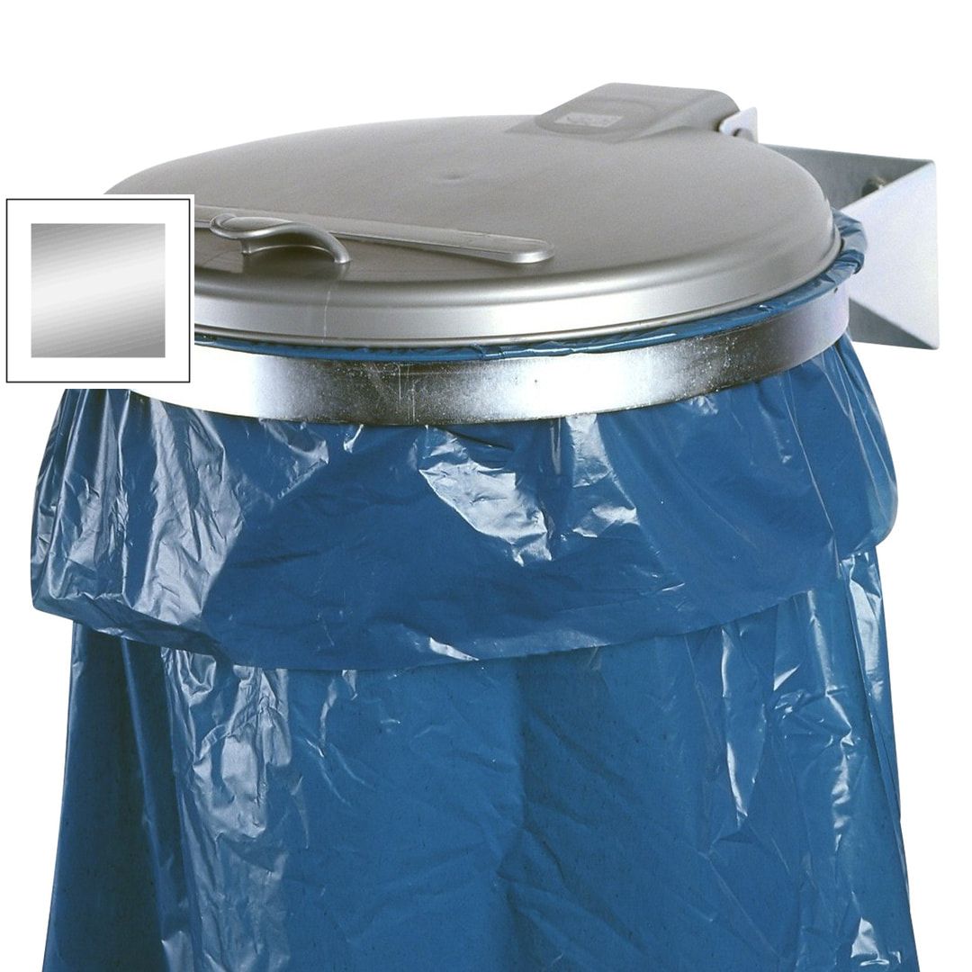 Müllsackhalter zur Wandmontage - für einen 120 l Sack - 400 x 510 mm (BxT) - enzianblau - Deckel Feuerverzinkt