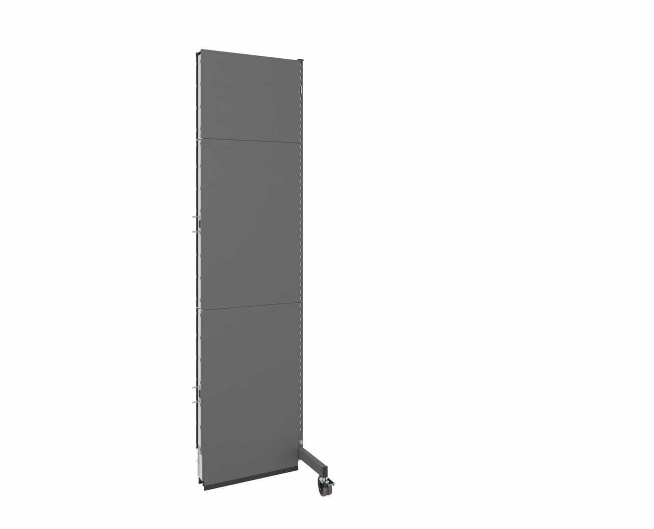 OTTOKIND Mobile Akustikwand, Anbaufeld, 2.000 x 640 x 740 mm (HxBxT), Front Glattblech, Rückseite Lochblech, Rollen, Brandschutzklasse B1, Staubgrau
