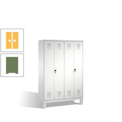 Doppel-Spind, Doppeltüren, Garderobenschrank mit Füßen, 4 Abteile a 300 mm, Korpus anthrazitgrau, Tür anthrazitgrau, 1.850 x 1.200 x 500 mm (HxBxT)