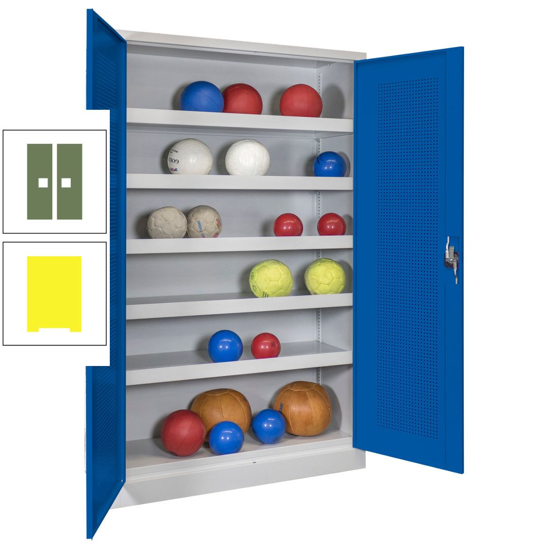 Ballschrank - Lochfeldtüren - 5 Böden - 1.950x1.200x500 mm (HxBxT) - anthrazitgrau