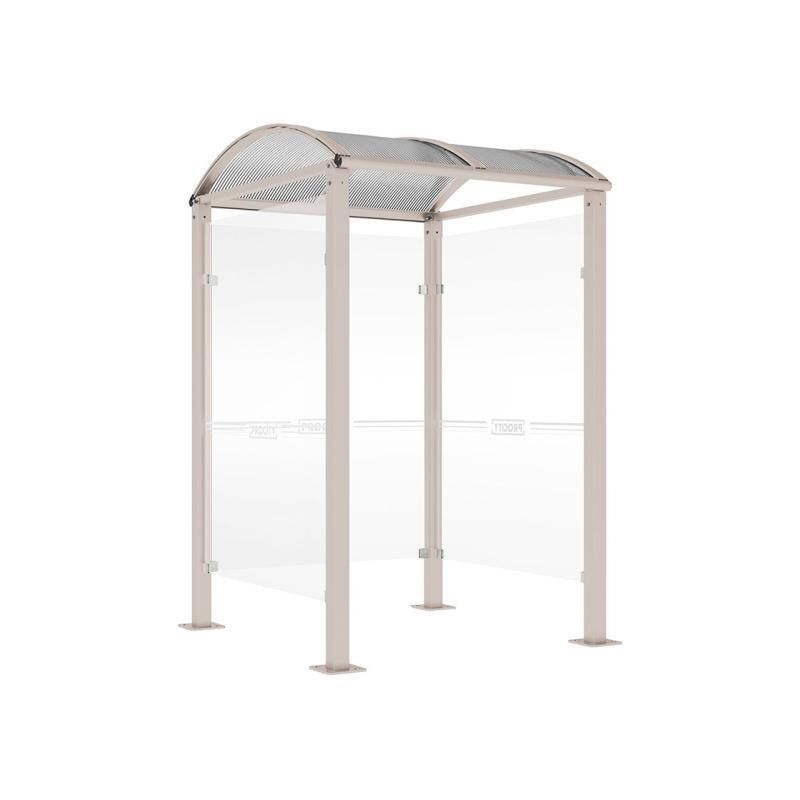 Automatenüberdachung, Automatendach, Polycarbonatdach, feuerverzinkt, UV-Schutz, Bodenplatten, 2.500 x 1.560 x 1.560 mm (HxBxT), Farbe enzianblau