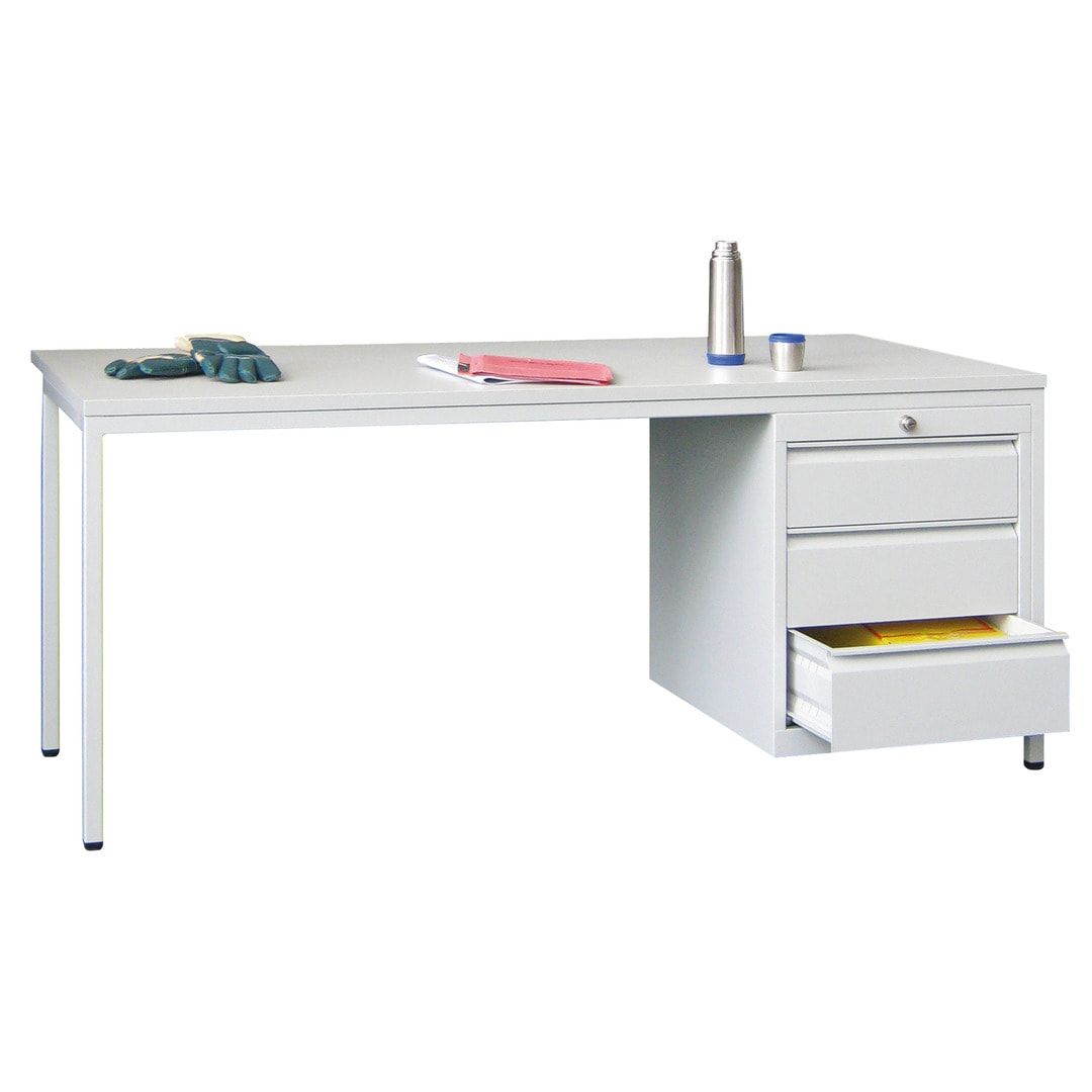 Meisterschreibtisch - 3 Schubladen 150 / 175 mm - 720 x 1.700 x 800 mm (HxBxT) - anthrazitgrau