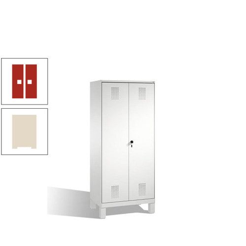 Doppel-Spind, Doppeltüren, Garderobenschrank mit Füßen, 2 Abteile a 400 mm, Korpus anthrazitgrau, Tür anthrazitgrau, 1.850 x 800 x 500 mm (HxBxT)