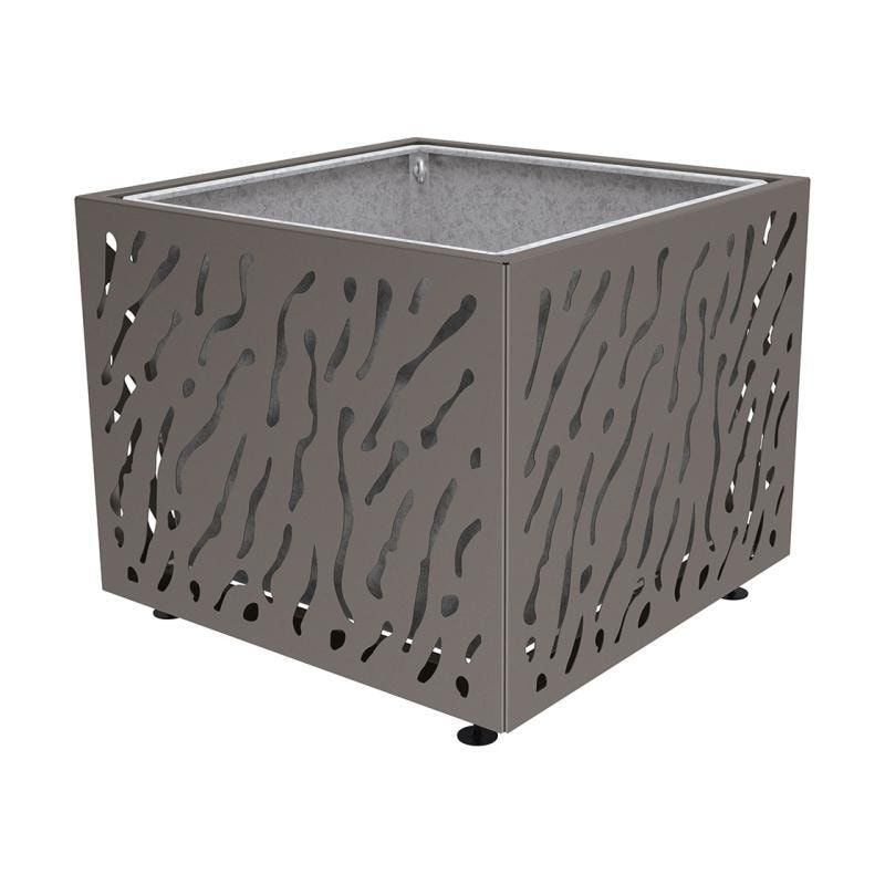 Pflanzbehälter, Stahlblech fvz, einfarbig, innen feuerverzinkt mit Verladungsgriffen, verstellbare Füße, 870 x 990 x 990 mm (HxBxT), enzianblau