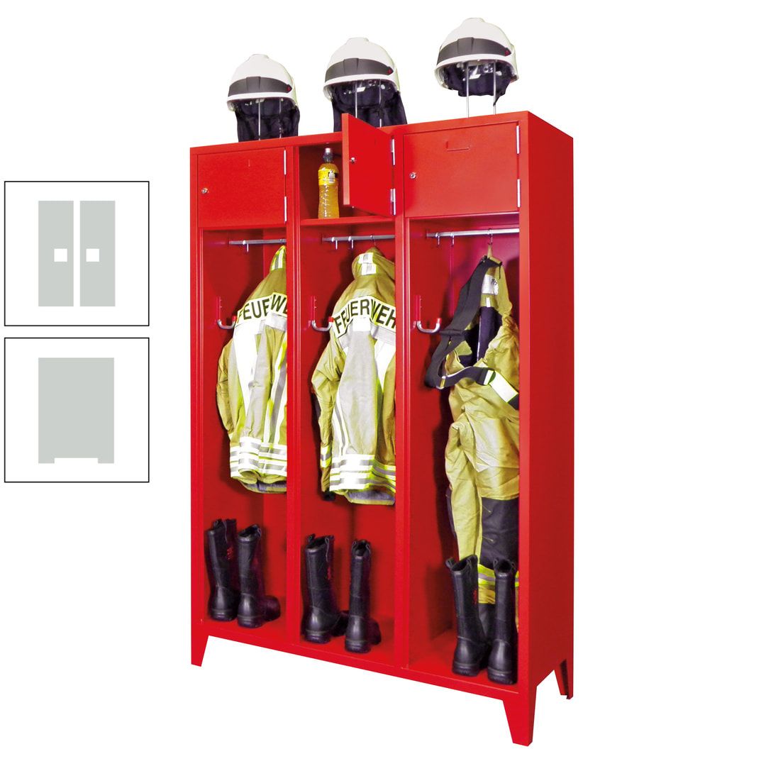 Feuerwehrschrank - 2 Abteile - Ablagefach mit Tür, Etikettenrahmen - 2.100 x 830 x 500 mm (HxBxT) - anthrazitgrau