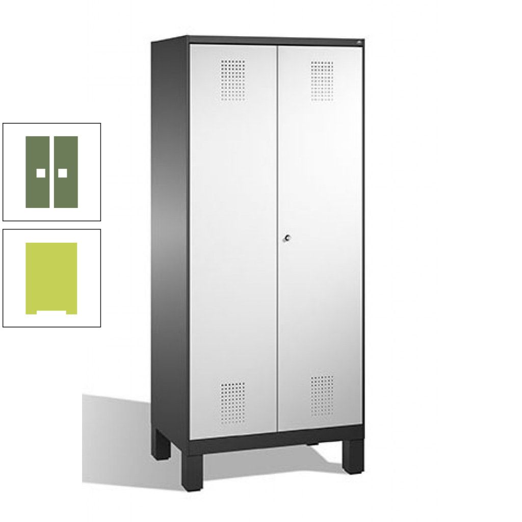 Mehrzweckschrank, Doppeltüren, auf Füßen, 2 Abteile a 400 mm, Korpus anthrazitgrau, Tür anthrazitgrau, 1.850 x 800 x 500 mm (HxBxT)