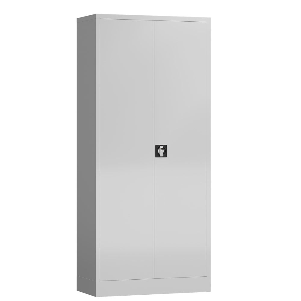 Aktenschrank, Büroschrank, abschließbar, Flügeltüren, 4 Fachböden, 1.800 x 800 x 380 mm (HxBxT), Stahl, Korpus und Türen lichtgrau