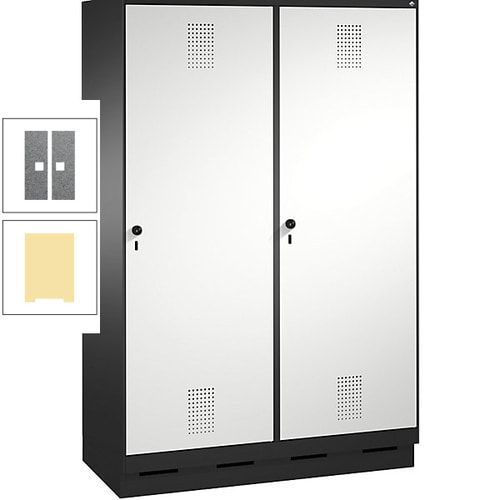 Doppel-Spind, Garderobenschrank, 2 Türen für 4 Abteile a 300 mm, Korpus anthrazitgrau, Türen anthrazitgrau, 1.800 x 1.200 x 500 mm (HxBxT)